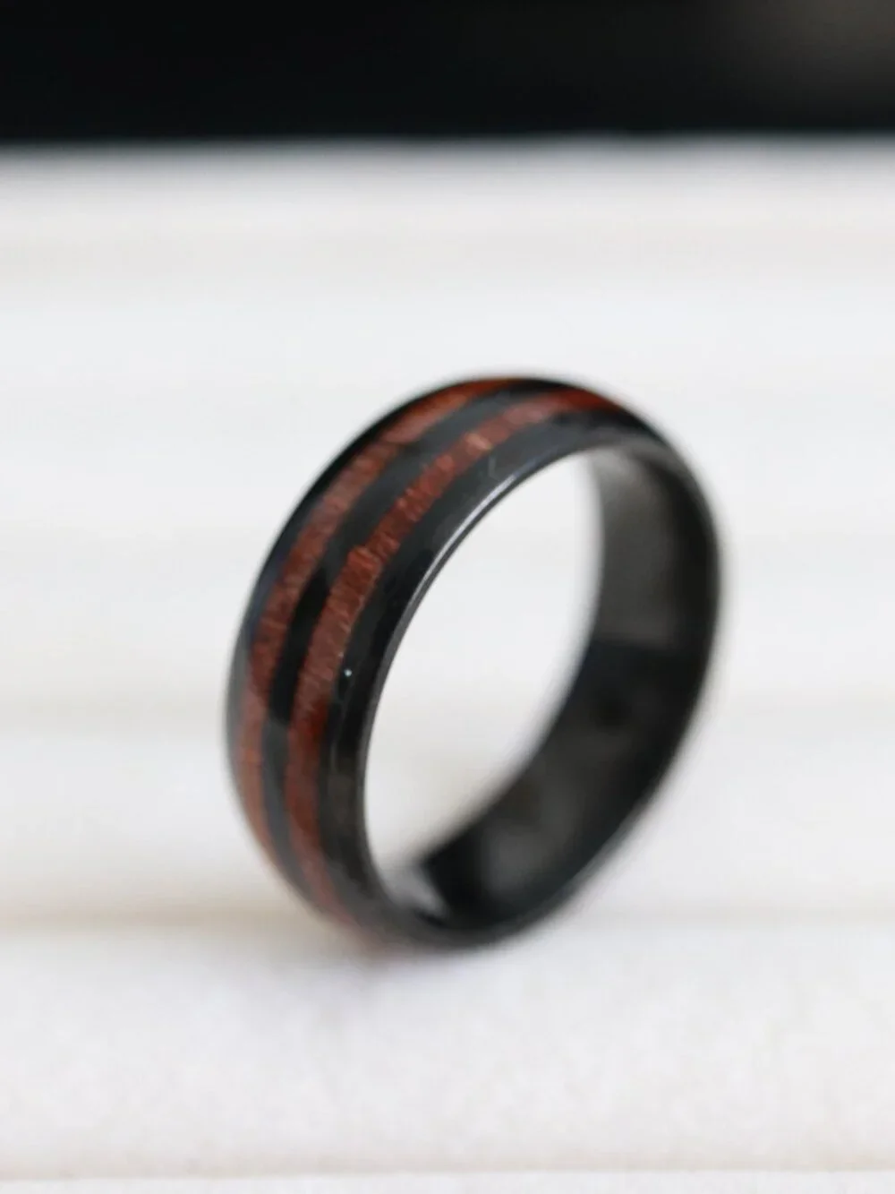 BB8 Mens Ring 8mm 2-Tone Black/Brown Wedding Band Ring Stainless Steel - Picture 3 of 4